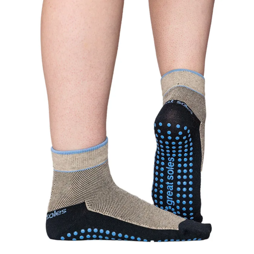 Bailey Short Crew Grip Sock  Blue/Black