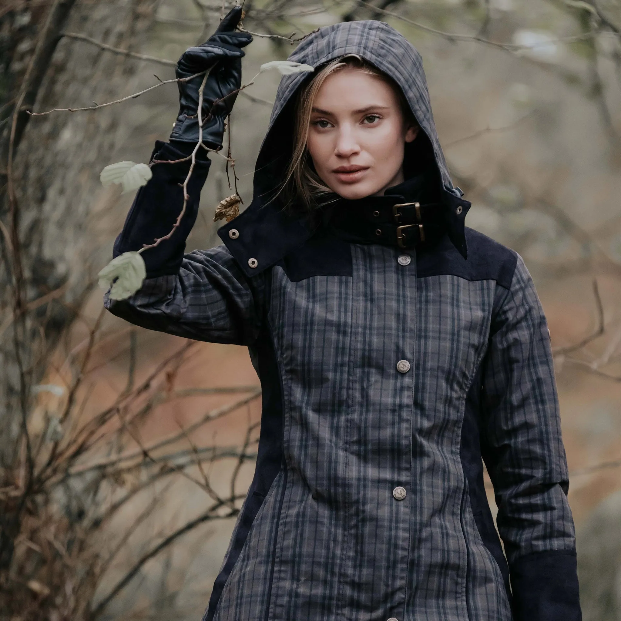 Odette Grey Check Waterproof Coat (NEW)