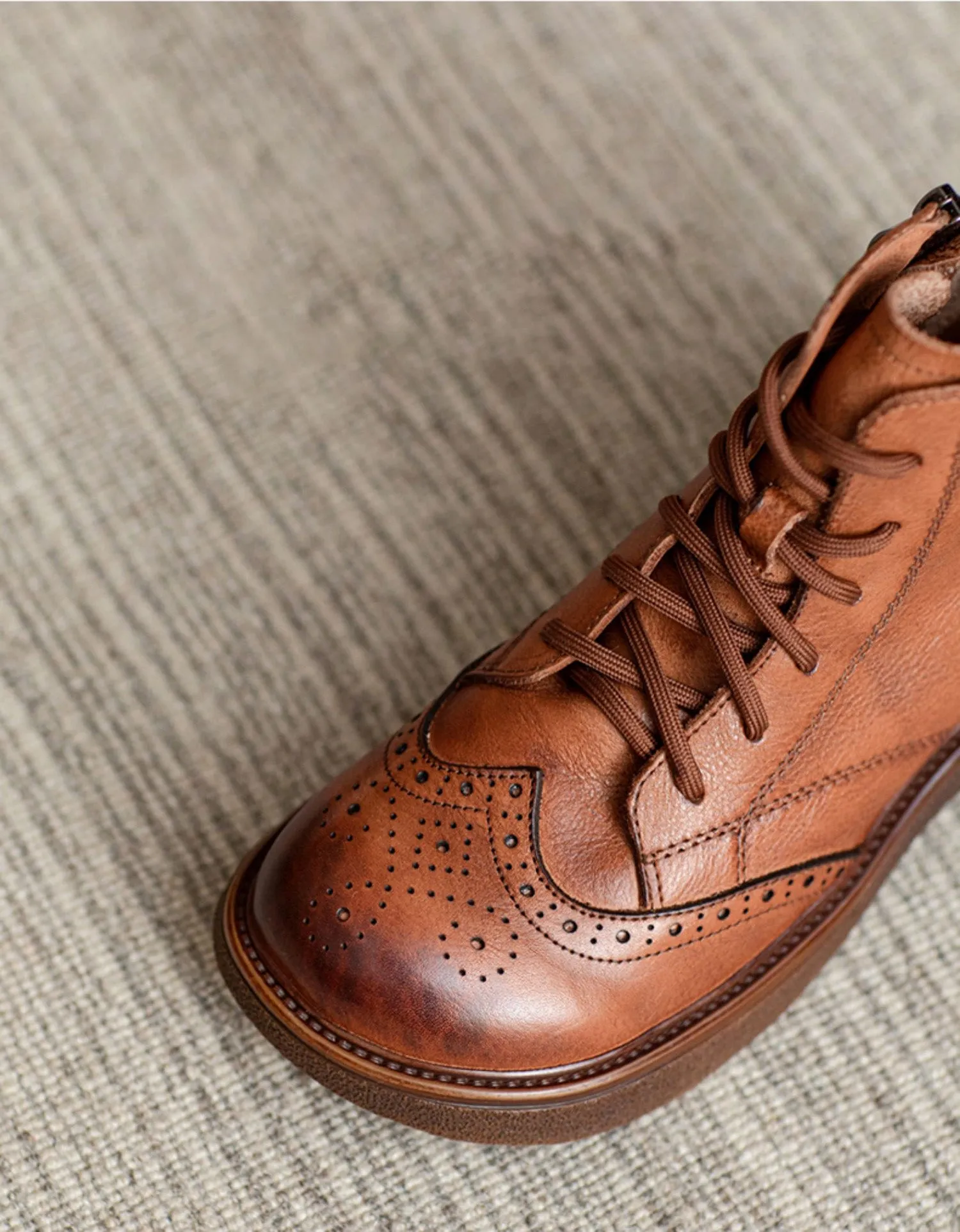 Winter Autumn  Brogue Style Wide Toe Box Oxford Boots